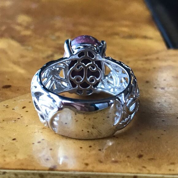 Norwegian Thulite Sterling Silver Ring - Picture 4 of 8